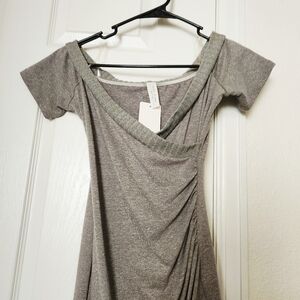 NWT Gray-Green Sweater Dress Rouched Bodycon Size M (Maybe Smaller)
